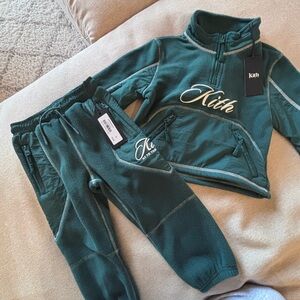 Kith Kids Dark Green Fleece Jogger Set